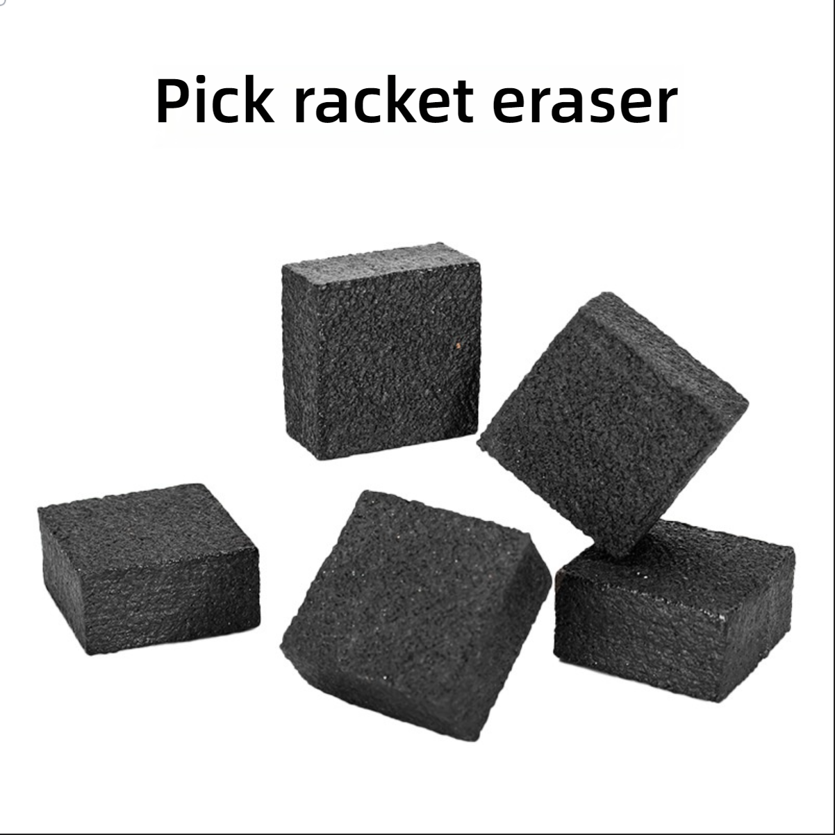 Five black paddle erasers stacked. What is a good pickleball paddle for beginners.