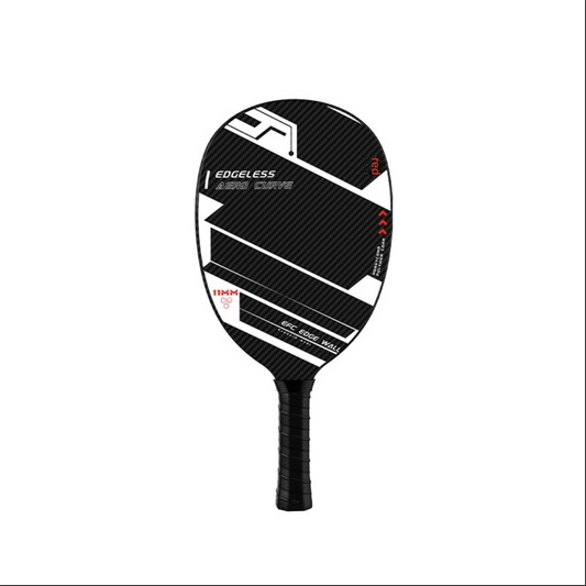 Xephira edgeless aero curve paddle in black and white. What makes a pickleball paddle good is this 11mm thin core for speed. For players wondering which pickleball paddle is best for me, this lightweight model offers superior maneuverability.