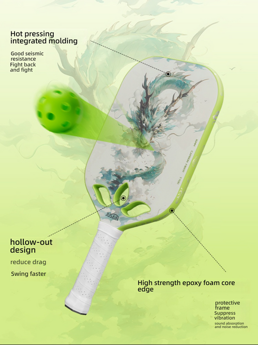 Hot pressing integrated molding and hollow-out design professional paddle, teaching how do i choose a pickleball paddle for beginners. USP: Aerodynamic design for faster swing.