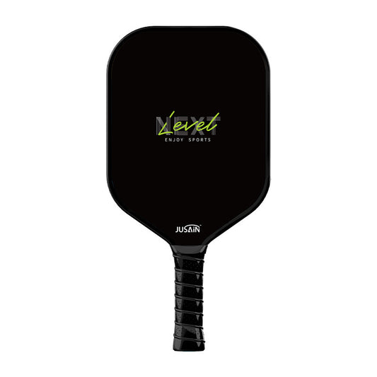Xephira 16mm defensive paddle in solid black with minimalist neon green/yellow "Next Level" text. The minimal design is a top choice for composed players seeking what is the best paddle for pickleball.