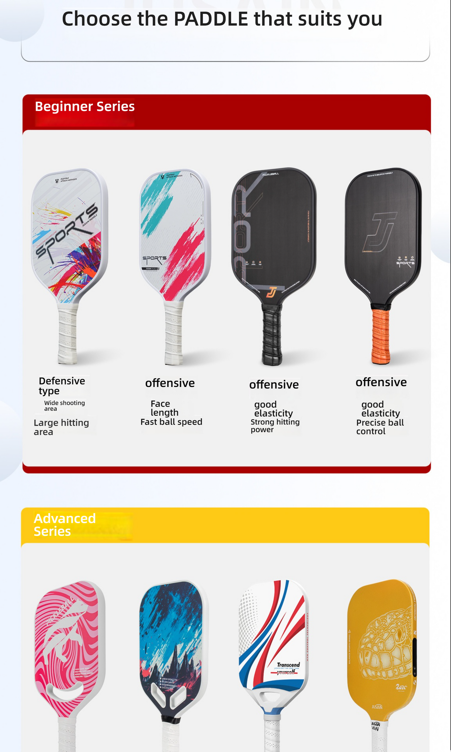 A selection guide for all levels to help decide which pickleball paddle to buy, comparing defensive vs offensive types and what are good pickleball paddles.