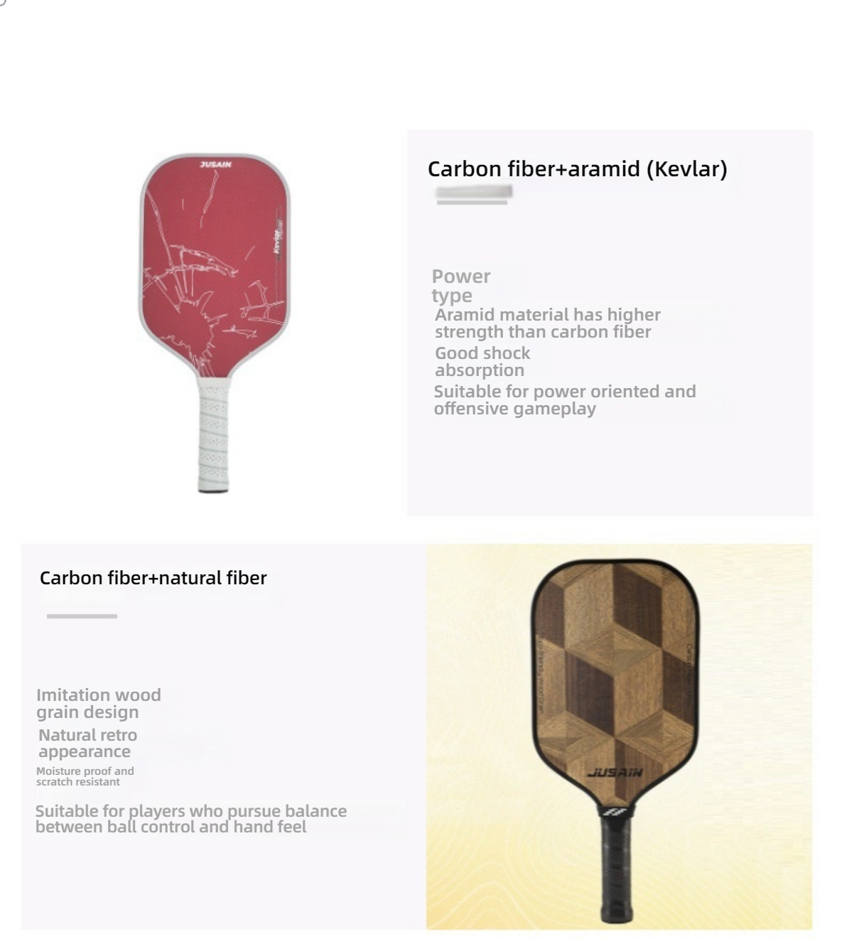 Kevlar and wood grain materials. For retro fans asking what is a good pickleball paddle for beginners, this balances performance and aesthetics. USP: Kevlar strength.
