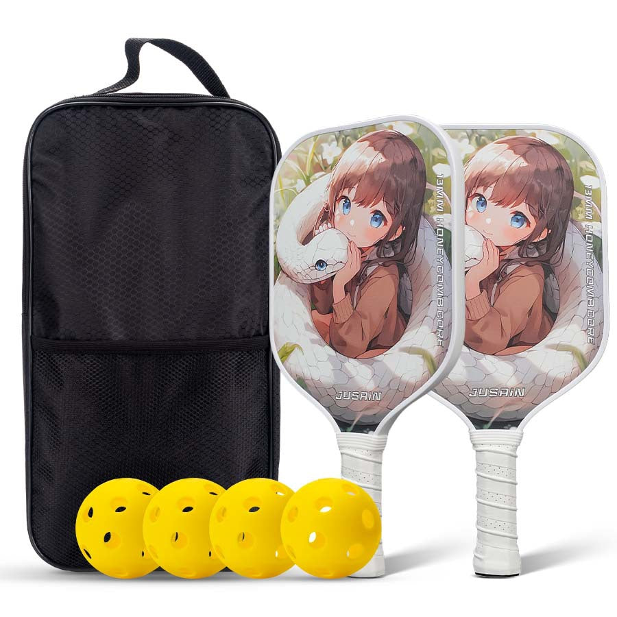 [Anime/Fiberglass] Anime girl and white snake pattern. When learning how do i choose a pickleball paddle for beginners, the lightweight fiberglass material is key.