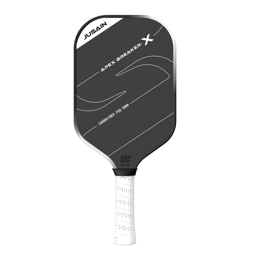 A professional black Xephira pickleball paddle made of T700 carbon fiber with 16mm thickness. Perfect for those wondering how do I choose a pickleball paddle for beginners, offering great control. It is considered what is the best pickleball paddle for high-performance players.