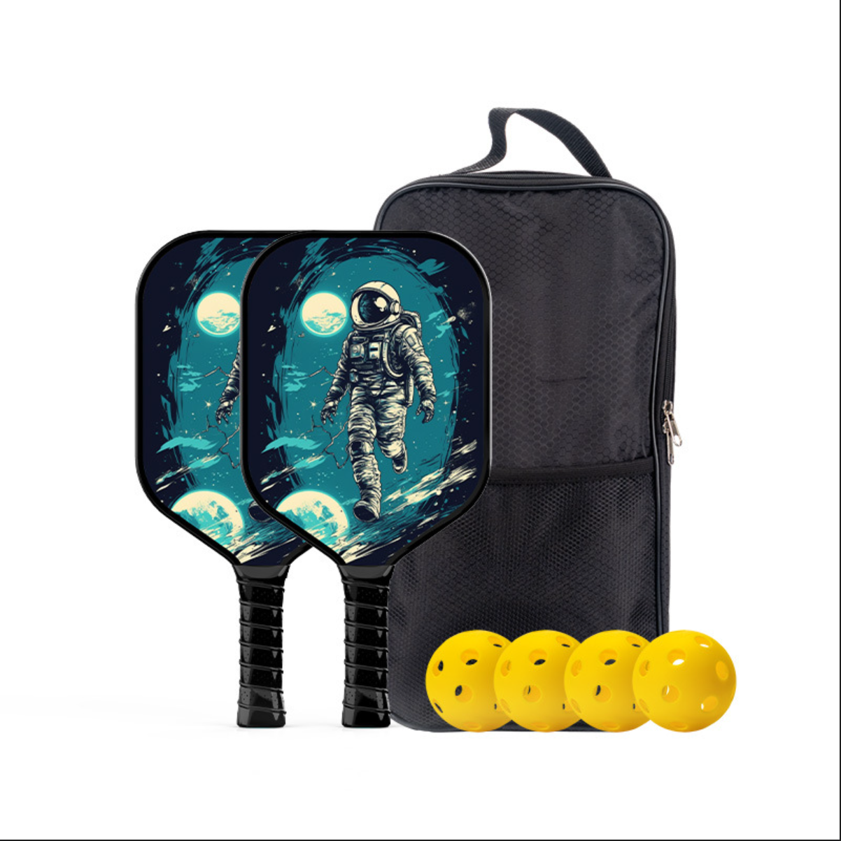 Unique astronaut cartoon themed paddle, perfect for families. A top choice for where to get pickleball paddles and those looking for unique USP designs.