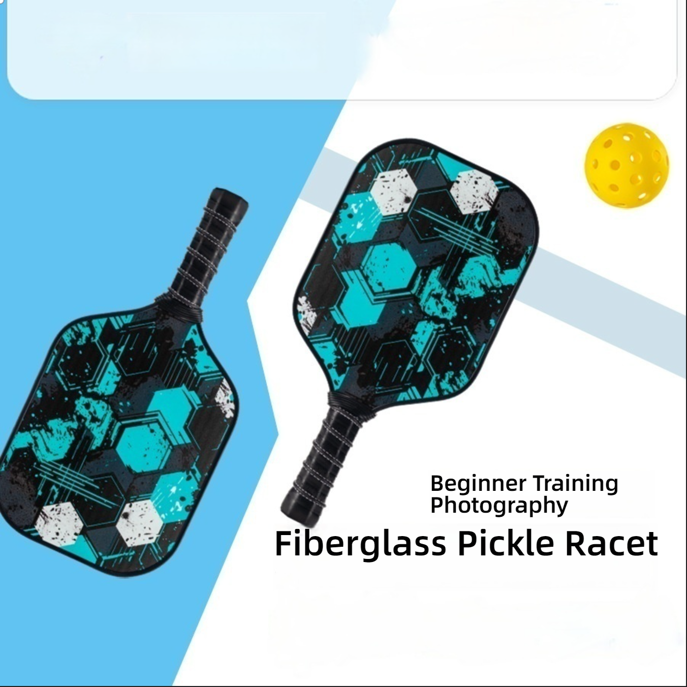 EN: How do I choose a pickleball paddle for beginners? USP: Training blue hexagonal pattern.