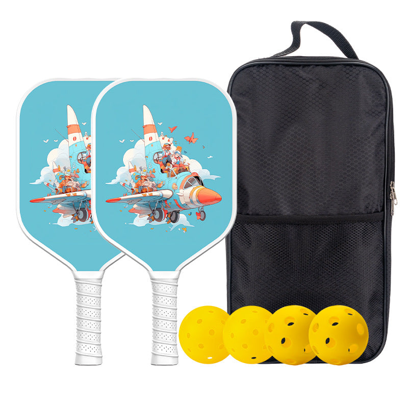 [Family/Illustration] Blue cartoon plane pattern. Regarding how to hold a pickleball paddle, the ergonomic grip helps beginners start quickly.