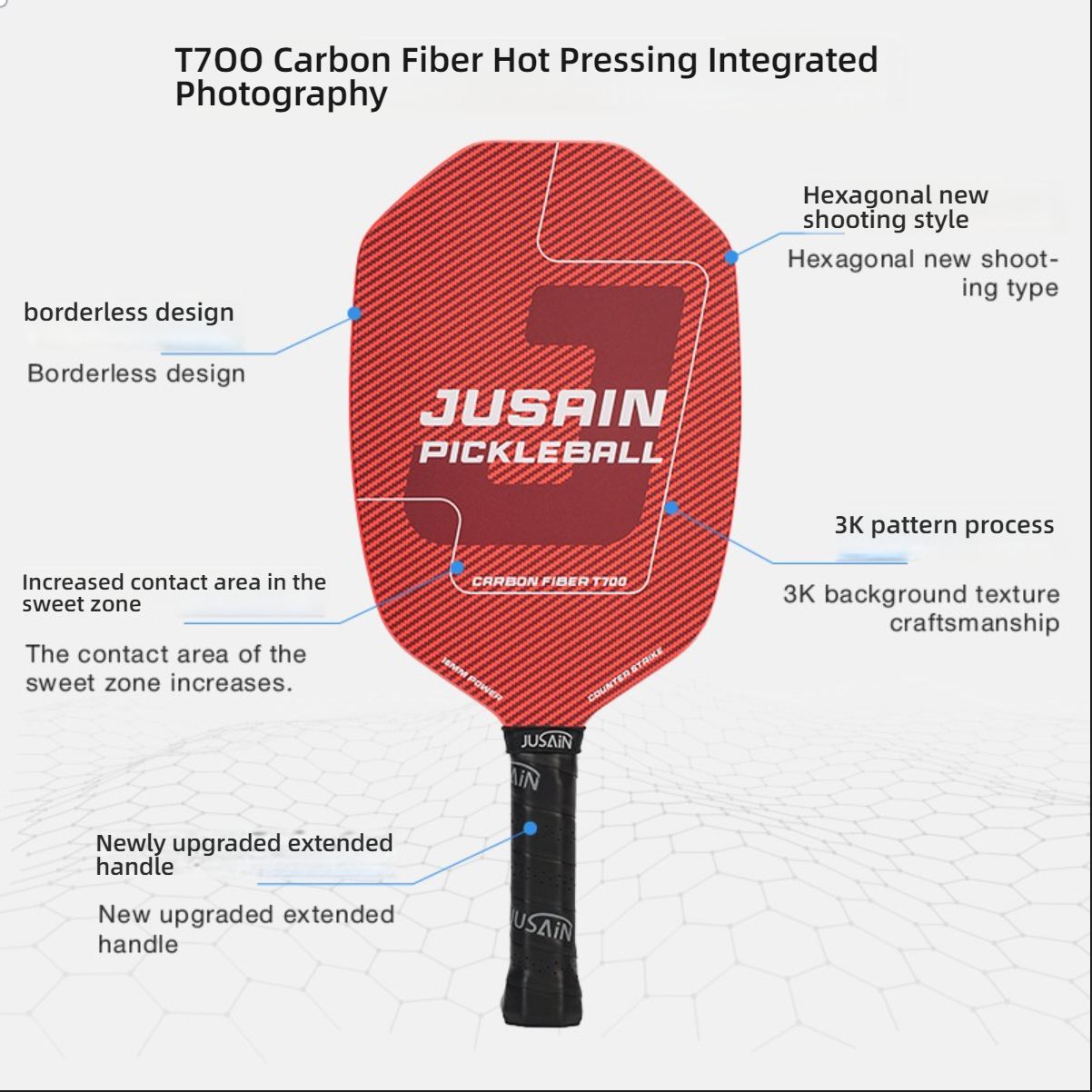 Integrated hot pressing with a new hexagonal design increases the sweet zone. It is a what is a good pickleball paddle for beginners, answering what makes a pickleball paddle good.