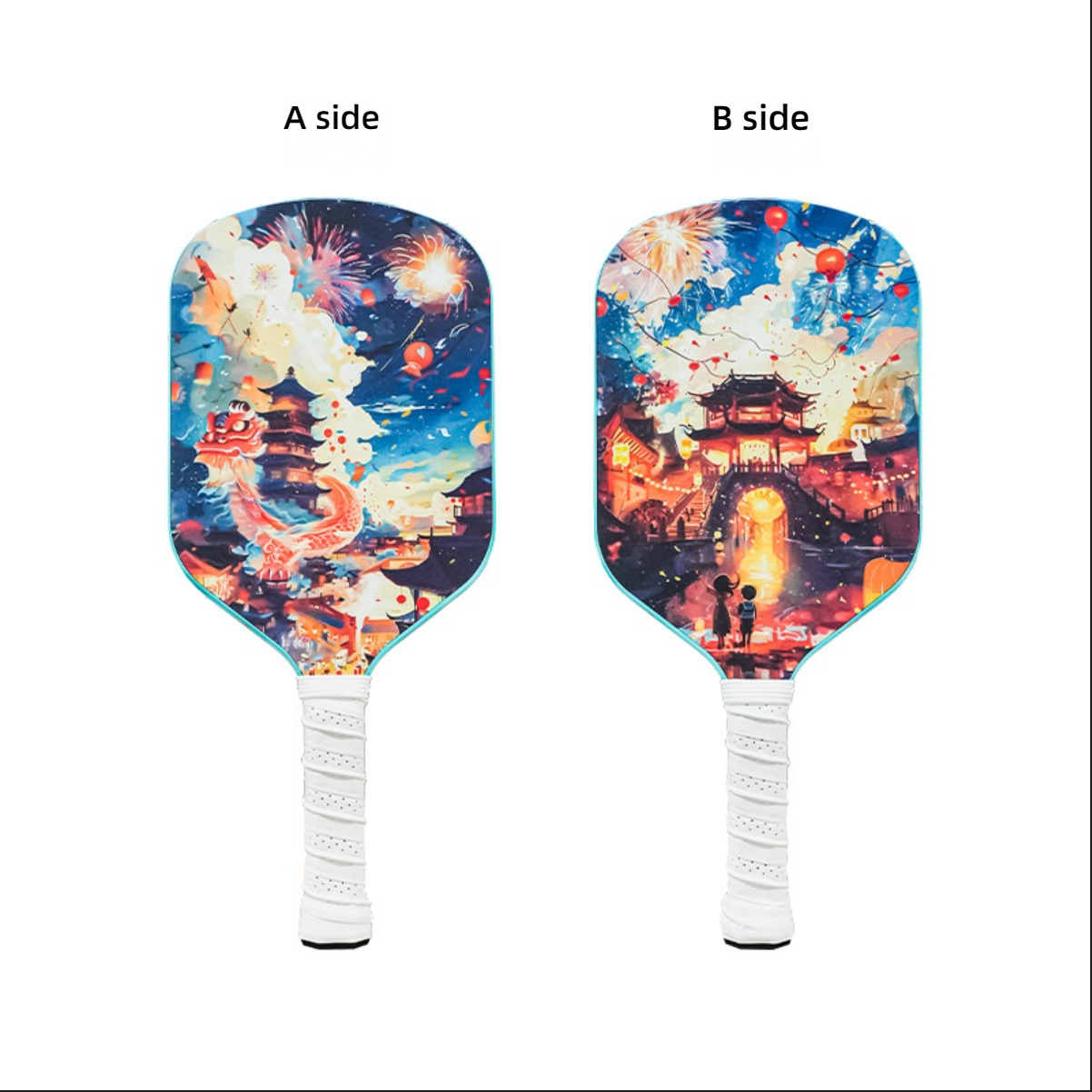 Front and back view of Xephira Dragon-themed paddle with artistic design. Perfect for those looking for where to buy pickleball paddles with unique style.