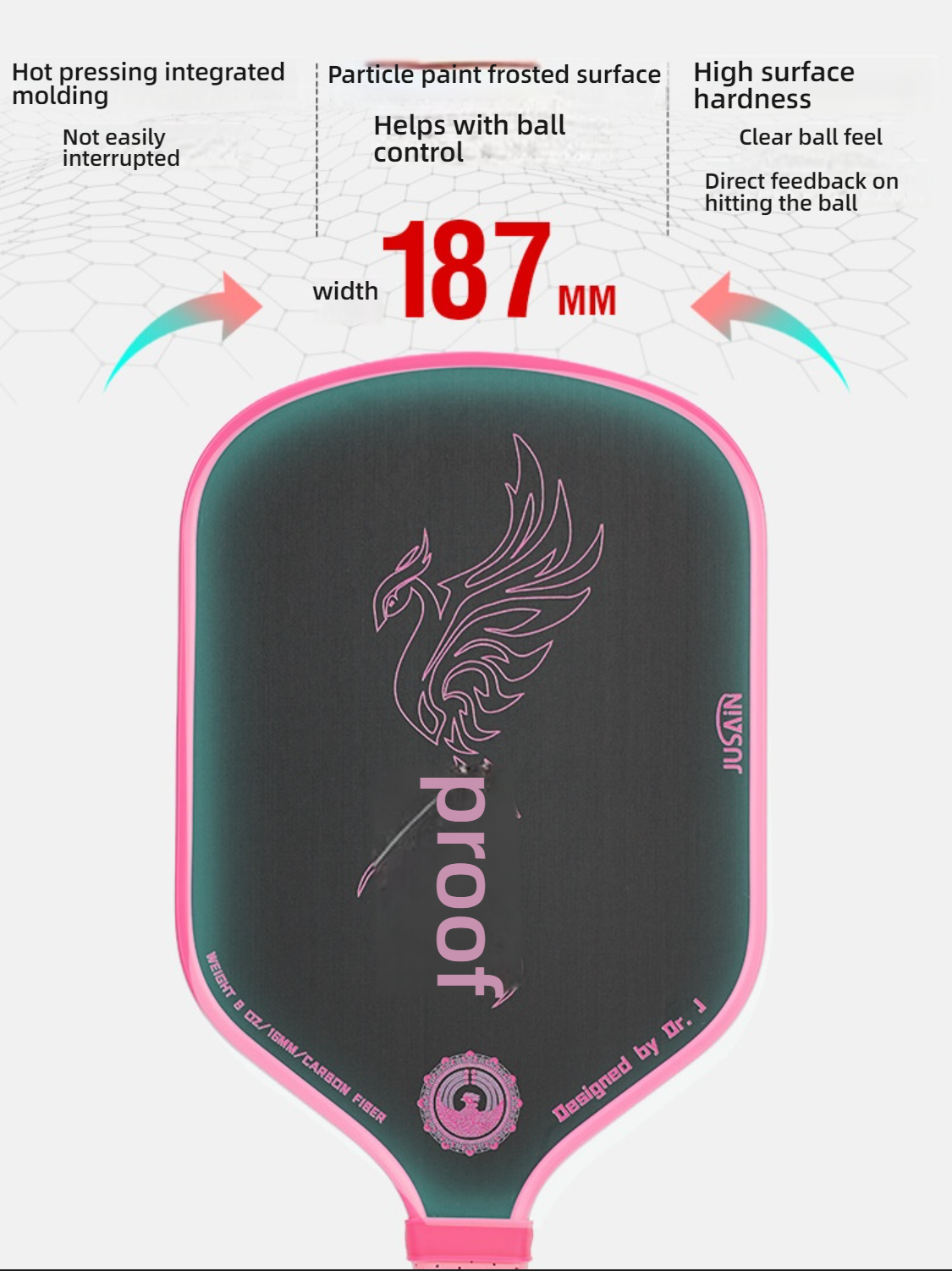 Xephira paddle showing 187mm width. How do I choose a pickleball paddle for beginners? High-hardness particle frosted surface for ultimate control.