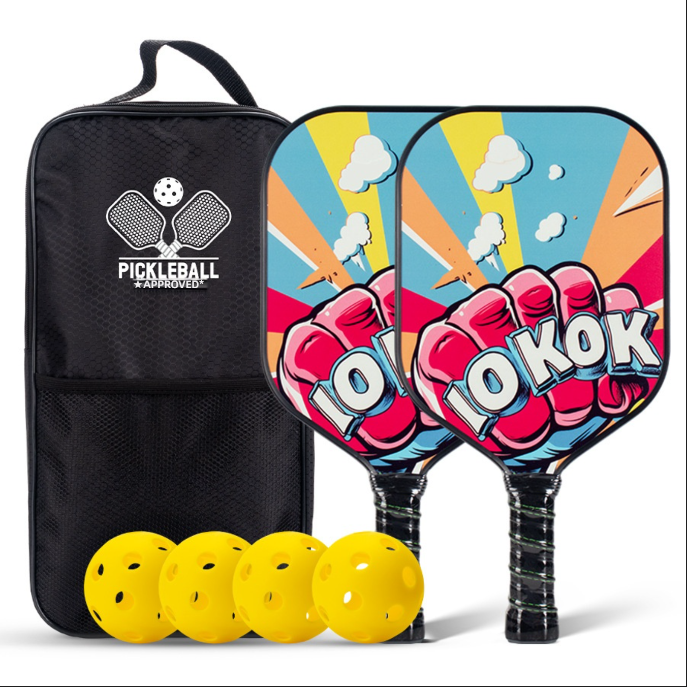 What makes a pickleball paddle good? Xephira "LOKOK" fist illustration with reinforced fiberglass surface.