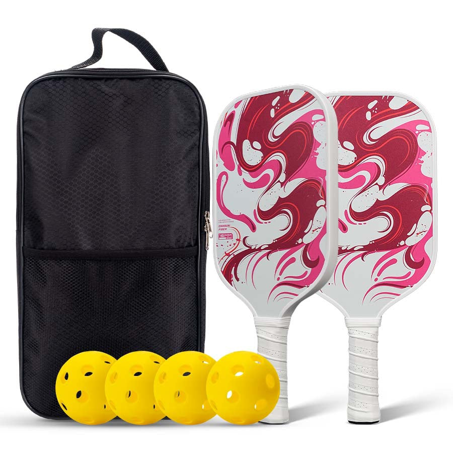 EN: 16mm carbon fiber fluid texture paddle explaining what material is best for pickleball paddles and providing superior control.
