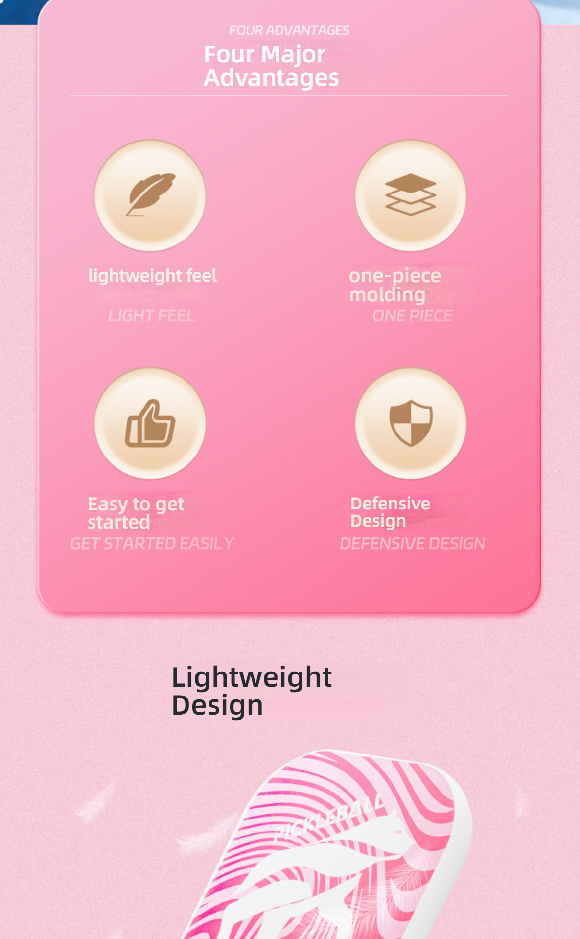 Four major advantages graphic covering lightweight and one-piece molding, quality assurance for where can i buy pickleball paddles.