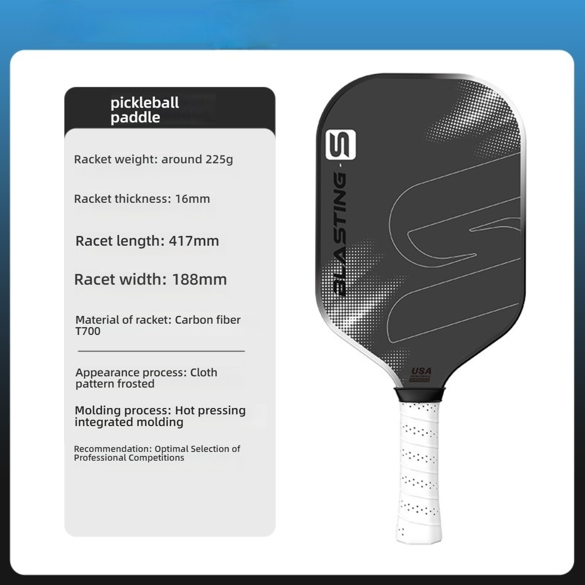 Classic black Xephira professional paddle. Recognized as what is the best paddle for pickleball on the market. For athletes deciding which pickleball paddle to buy, its 16mm thickness provides superior shock absorption and tactile feedback.