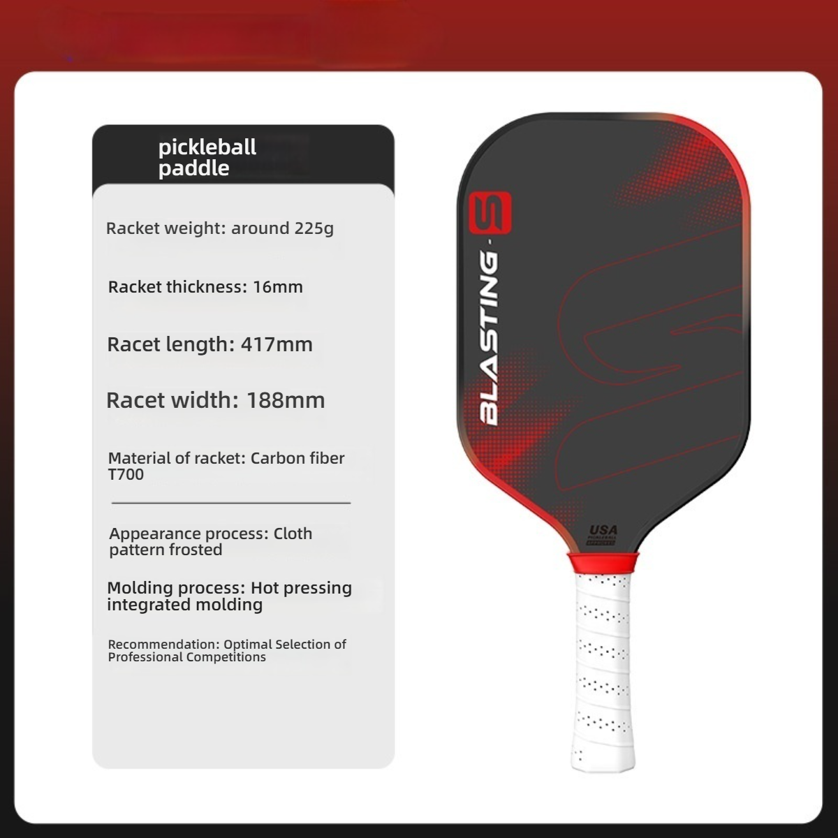 Red Xephira GEN4 core pickleball paddle. Designed for those seeking what is a good pickleball paddle for beginners, featuring a large sweet spot. When searching for where can i buy pickleball paddles, Xephira offers top-tier options combining aesthetics and performance.