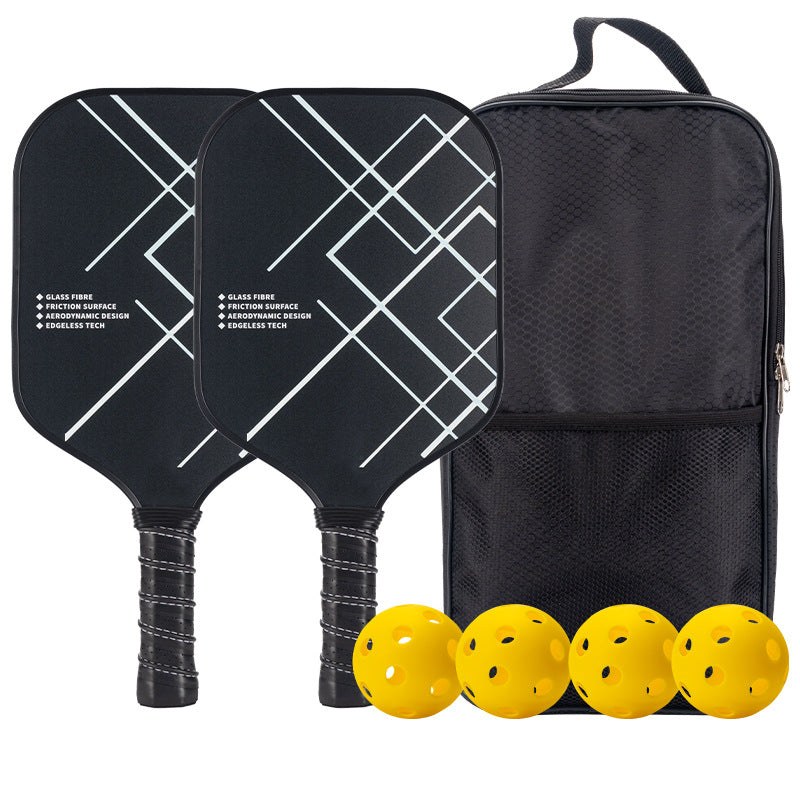 [Minimalist/Geometric] Black geometric line design. Addressing which pickleball paddle is best for me, this standard spec paddle suits adults seeking stability.
