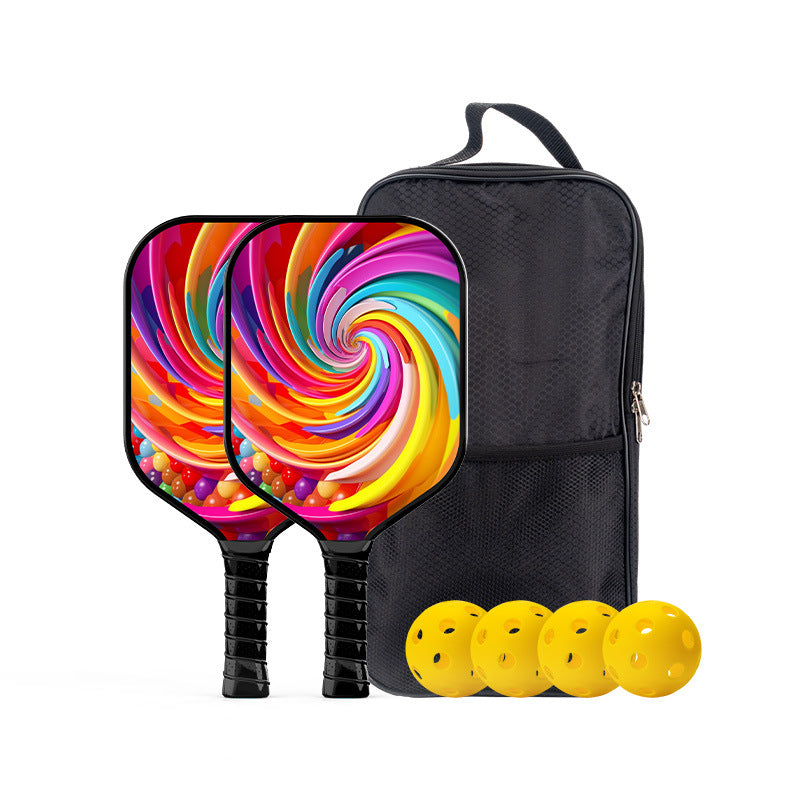 [Kids/Rainbow] Colorful vortex lollipop design. A visually appealing choice among what are good pickleball paddles, perfect for parent-child interaction.