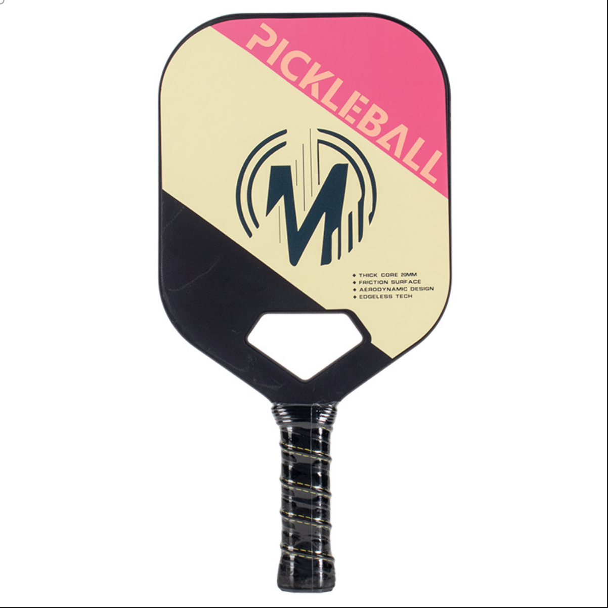 Three-color split 'M' design with friction surface, shows which pickleball paddle to buy.