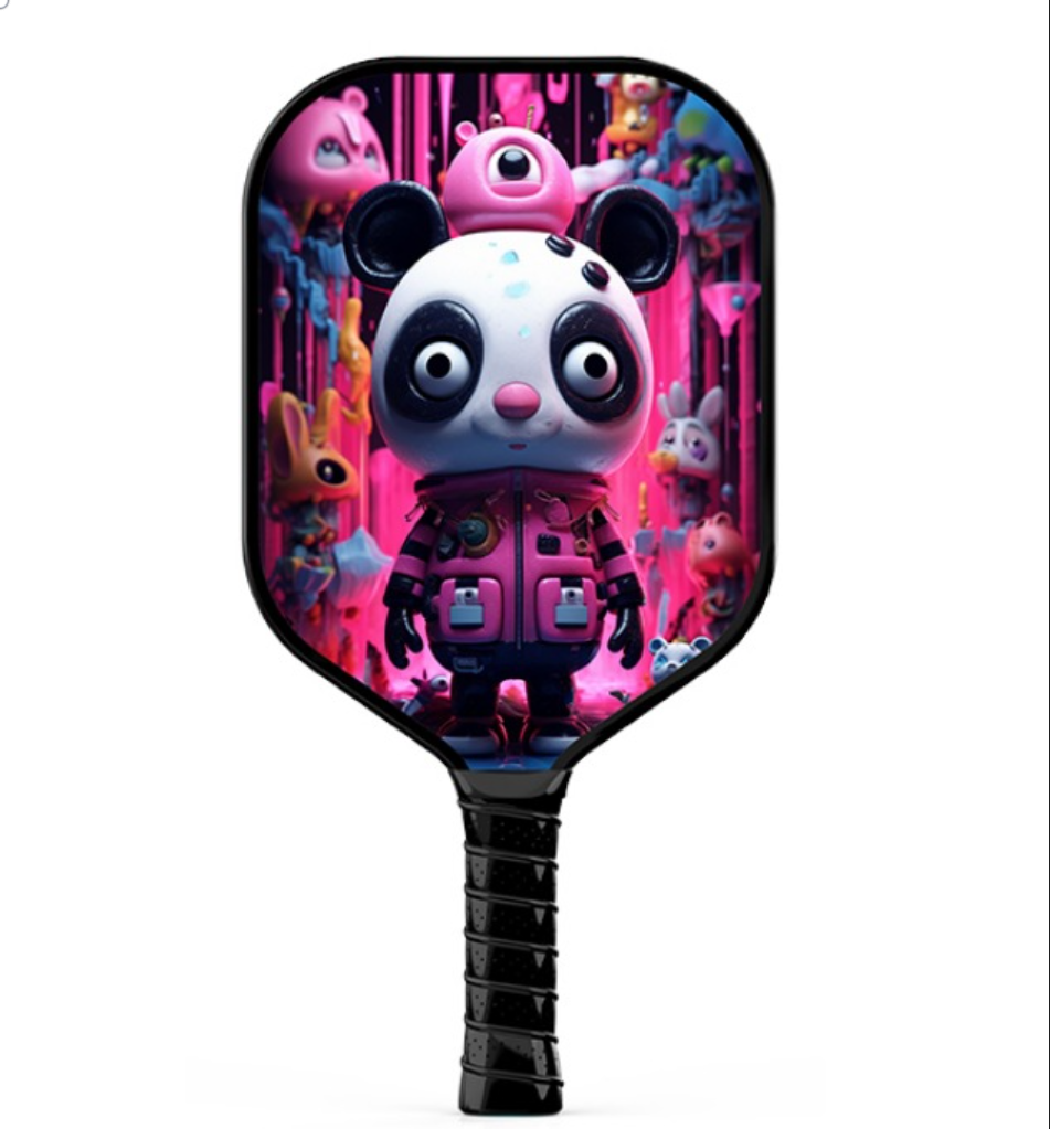 EN: Which pickleball paddle to buy for kids? USP: Cute panda mascot illustration.