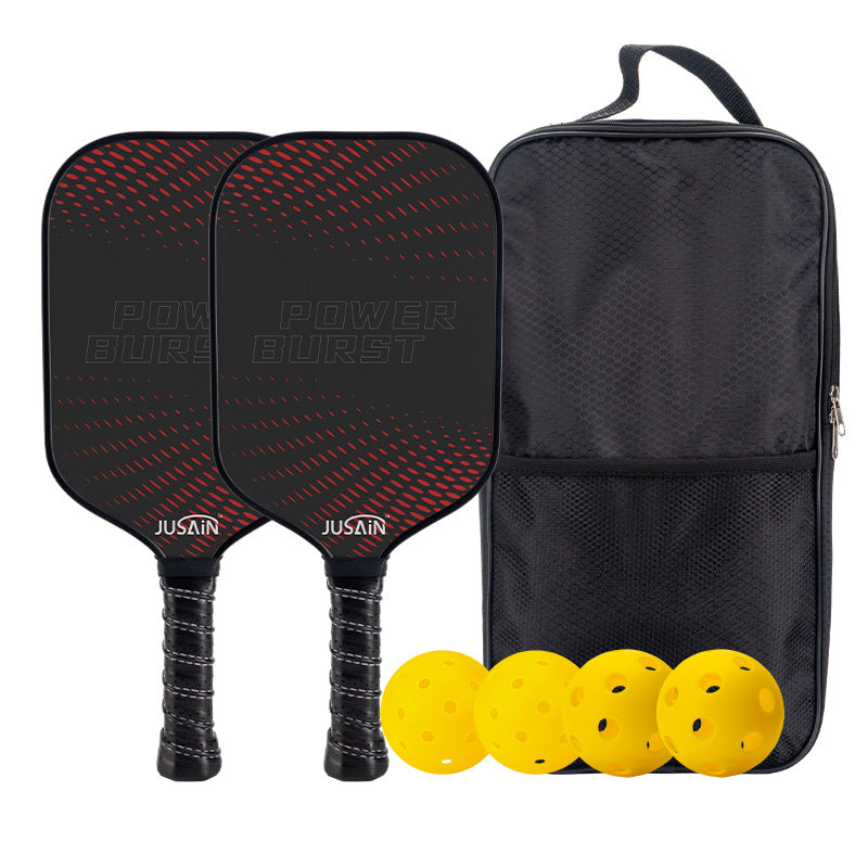 EN: Red competitive "POWER BURST", a lightweight fiberglass model designed for those seeking what is the best pickleball paddle.