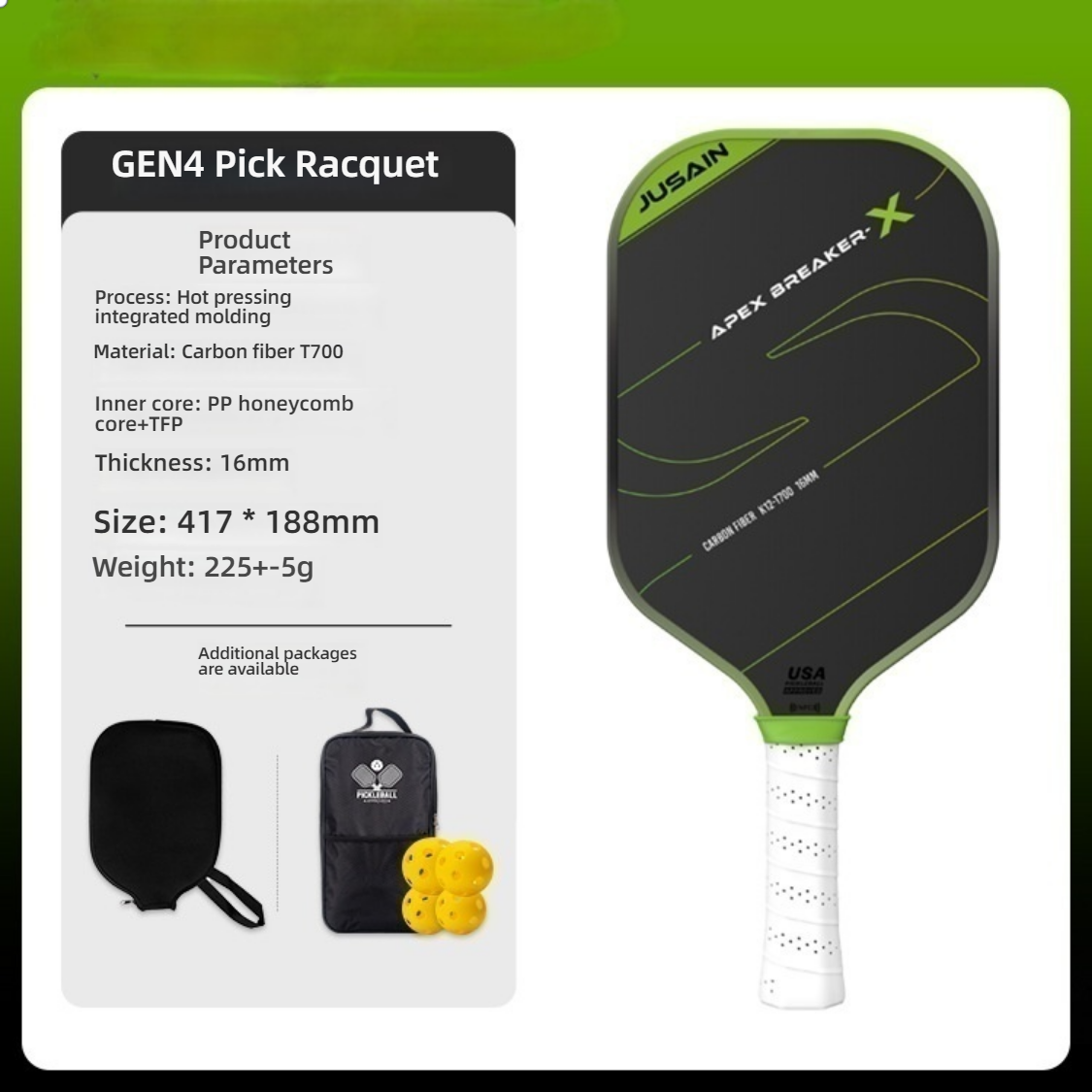 Green model parameters. Providing a what is a good pickleball paddle for beginners, T700 material offers excellent feedback and feel.