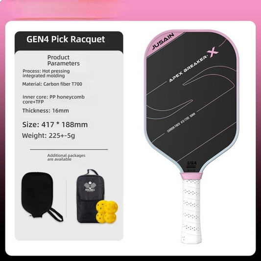 Pink model specs. Breathable leather grip teaching how to hold a pickleball paddle, one of the best pickleball paddle for beginners.