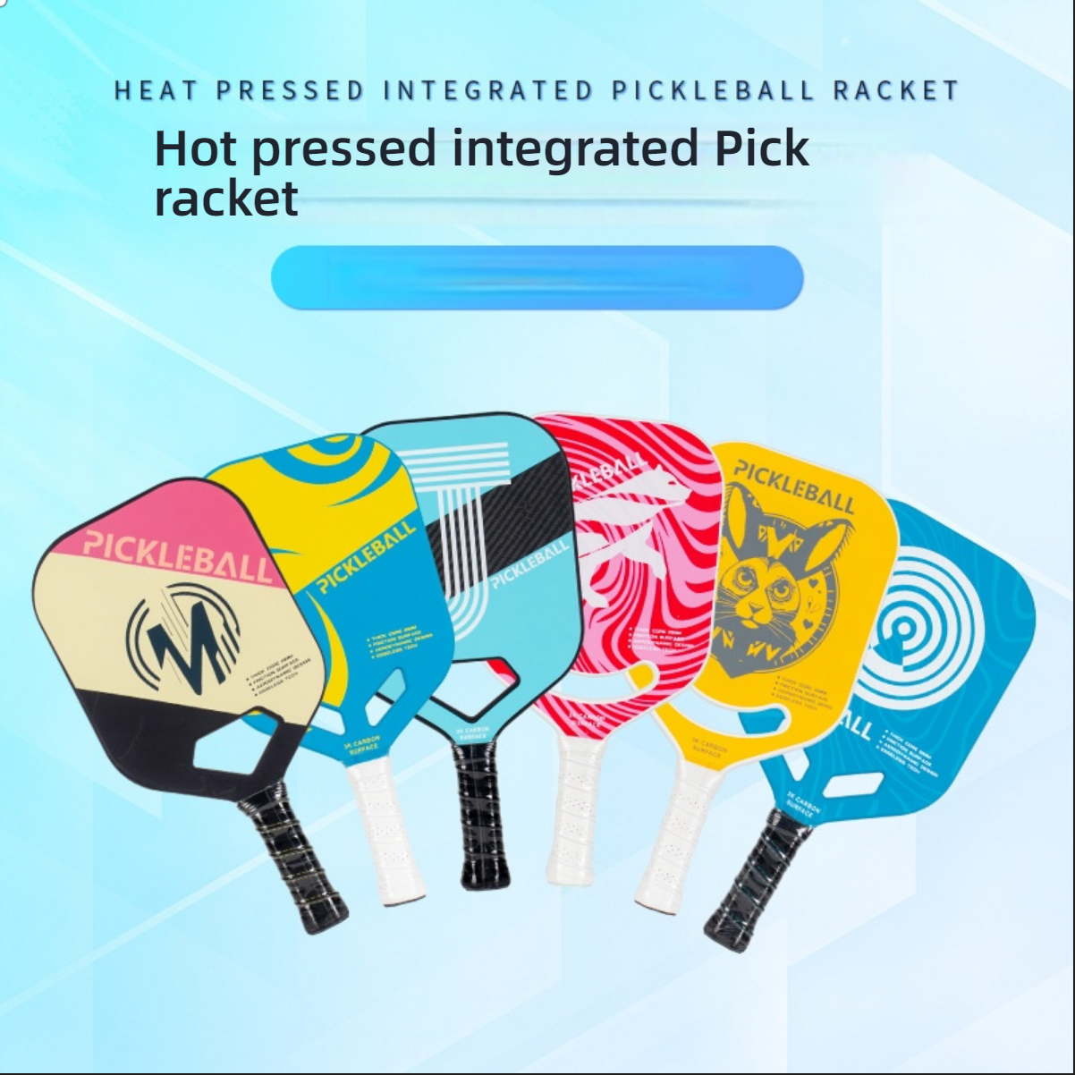 Display of five themed designs. Searching for where can i buy pickleball paddles? We offer various good pickleball paddles, including cartoon styles. USP: Diverse original coatings.