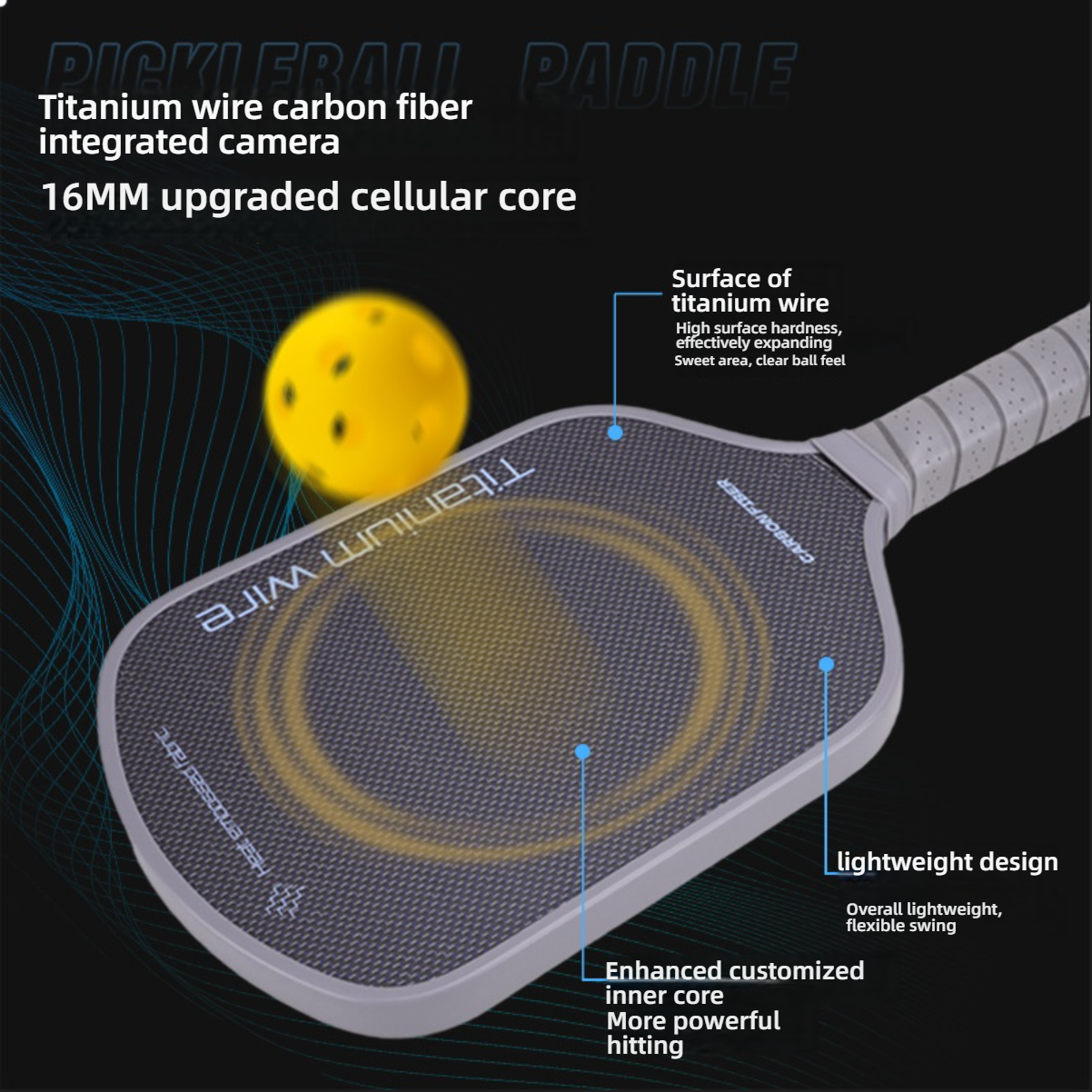 Dynamic shot showing what is the best paddle for pickleball in action, highlighting the $16\text{mm}$ upgraded cellular core and expanded sweet area for those asking how do i choose a pickleball paddle for beginners.