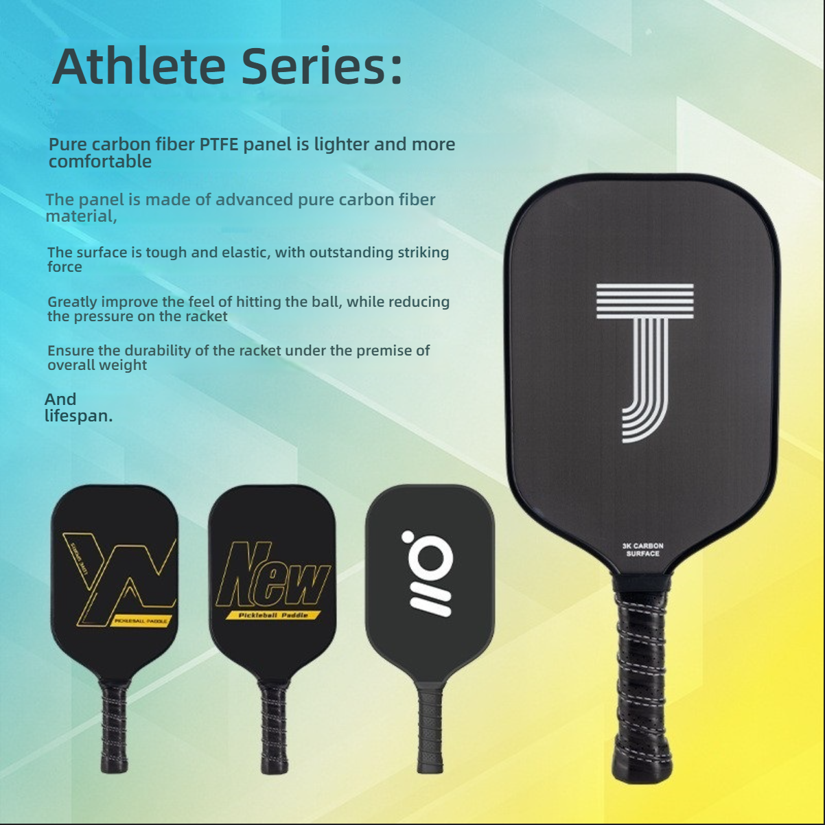 Athlete Series overview with pure carbon fiber panels. Where can I buy pickleball paddles designed for high-performance and comfort? Xephira Athlete Series.