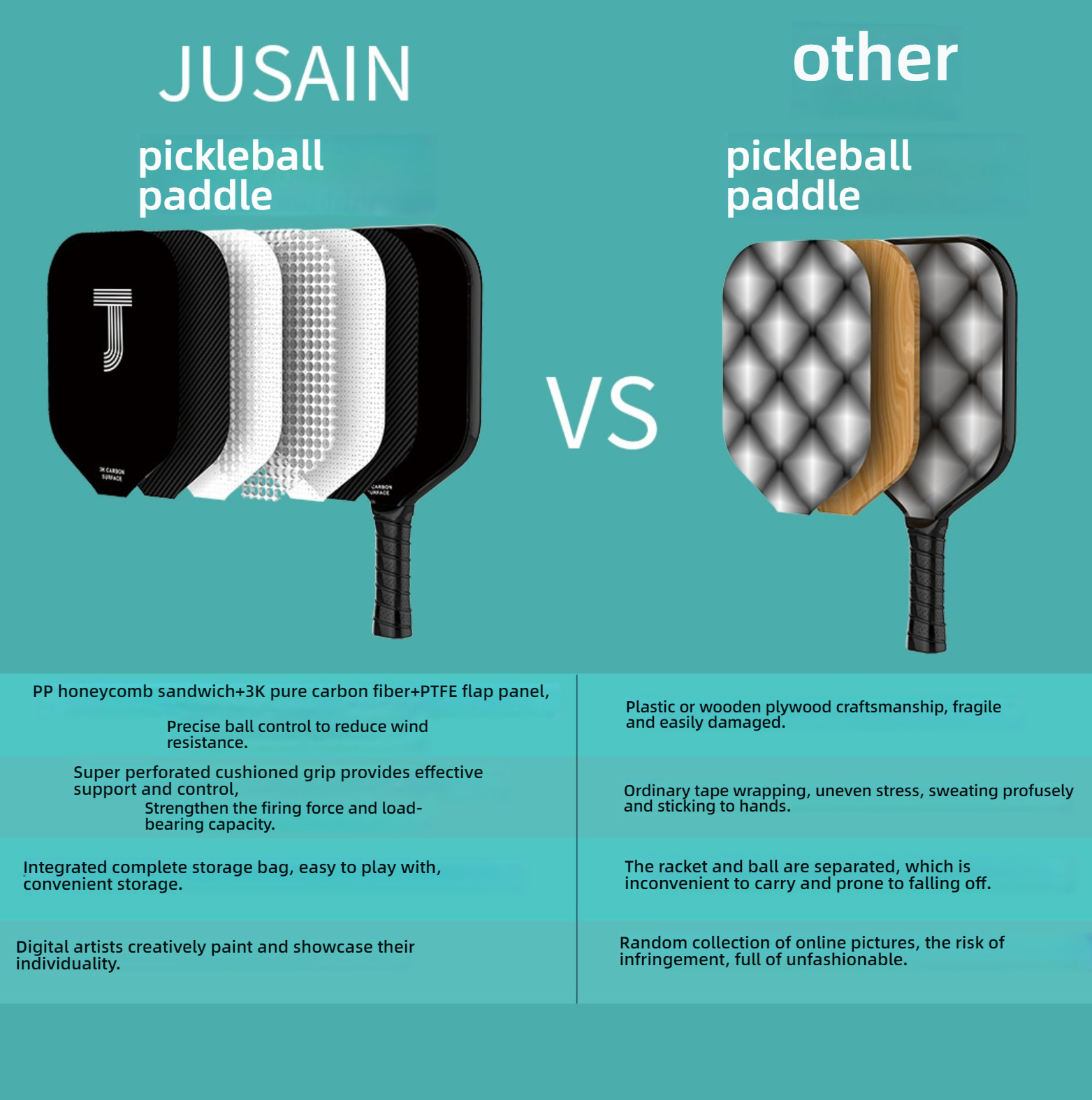 Comparison of Xephira vs others. How do I choose a pickleball paddle for beginners? Look for 3K carbon fiber instead of fragile plywood.