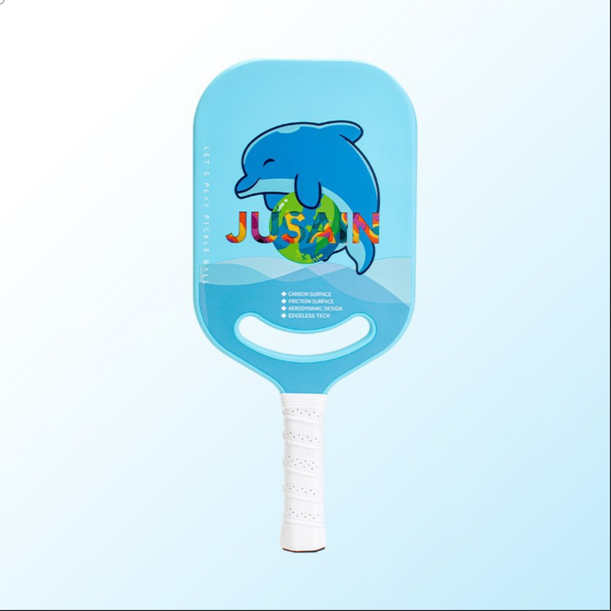 Cute dolphin cartoon design. What is the best pickleball paddle for beginners and kids interested in fun, parent-child sports.