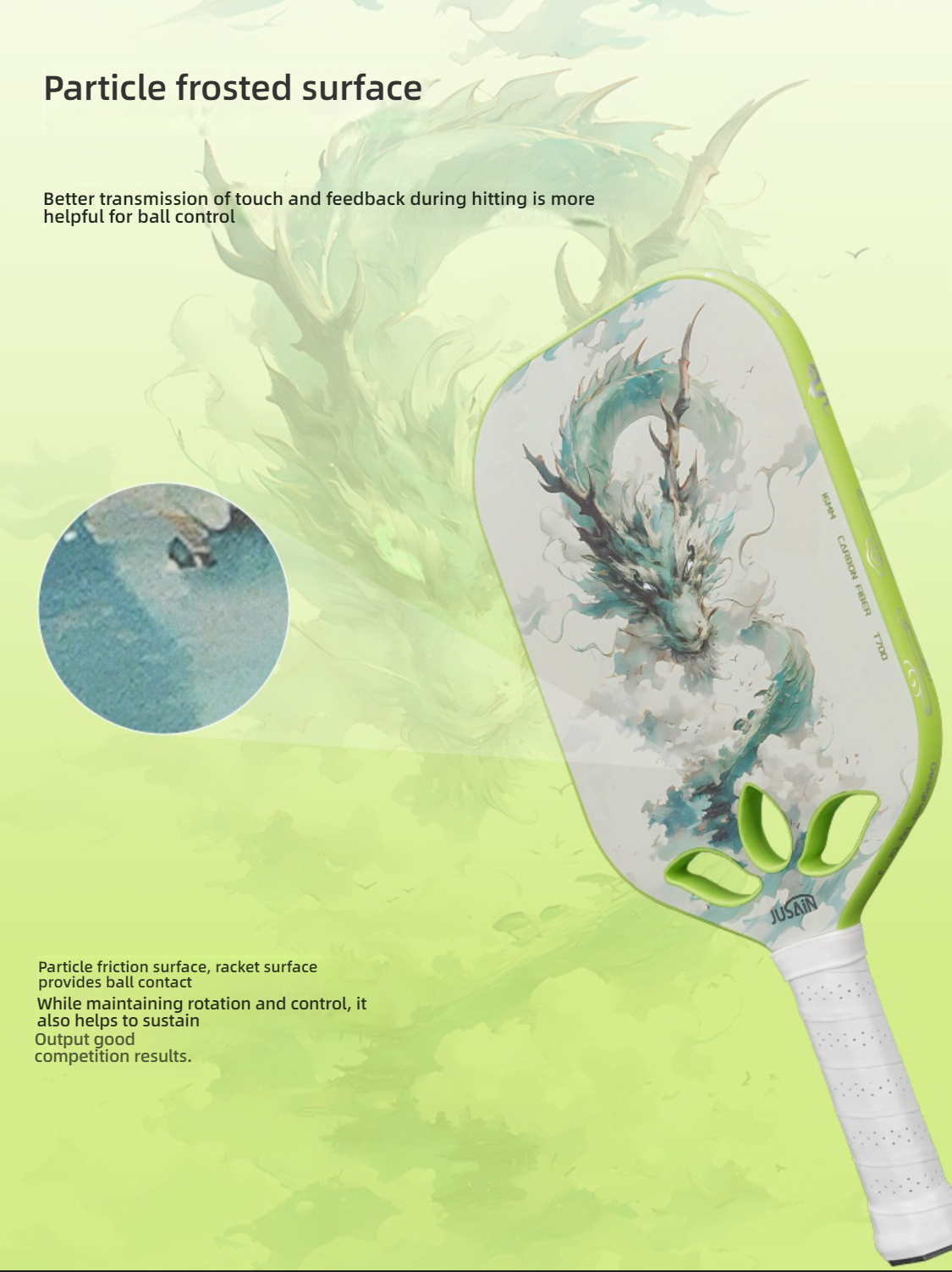 Particle frosted surface pickleball paddle for precise control, perfect when deciding which pickleball paddle is best for me. USP: Enhanced friction and spin.