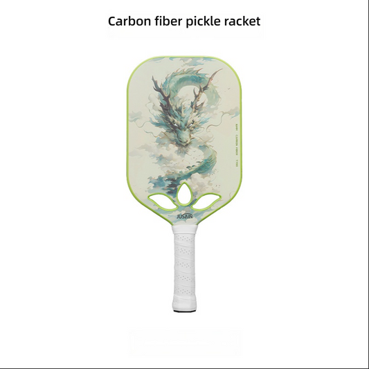 T700 carbon fiber material paddle with Chinese dragon theme, answering what material is best for pickleball paddles. USP: High-aesthetic dragon theme.