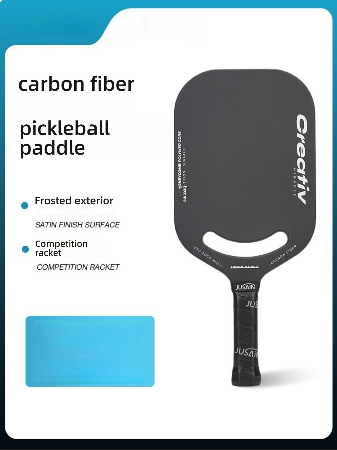 Professional carbon fiber pickleball paddle with frosted exterior. Learn what material is best for pickleball paddles for competition.