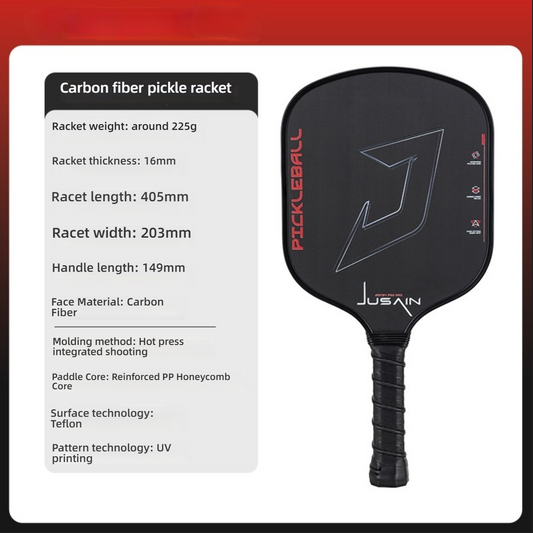 Xephira carbon fiber pickleball paddle specs sheet showing 225g weight and Teflon surface, ideal for how do i choose a pickleball paddle for beginners.
