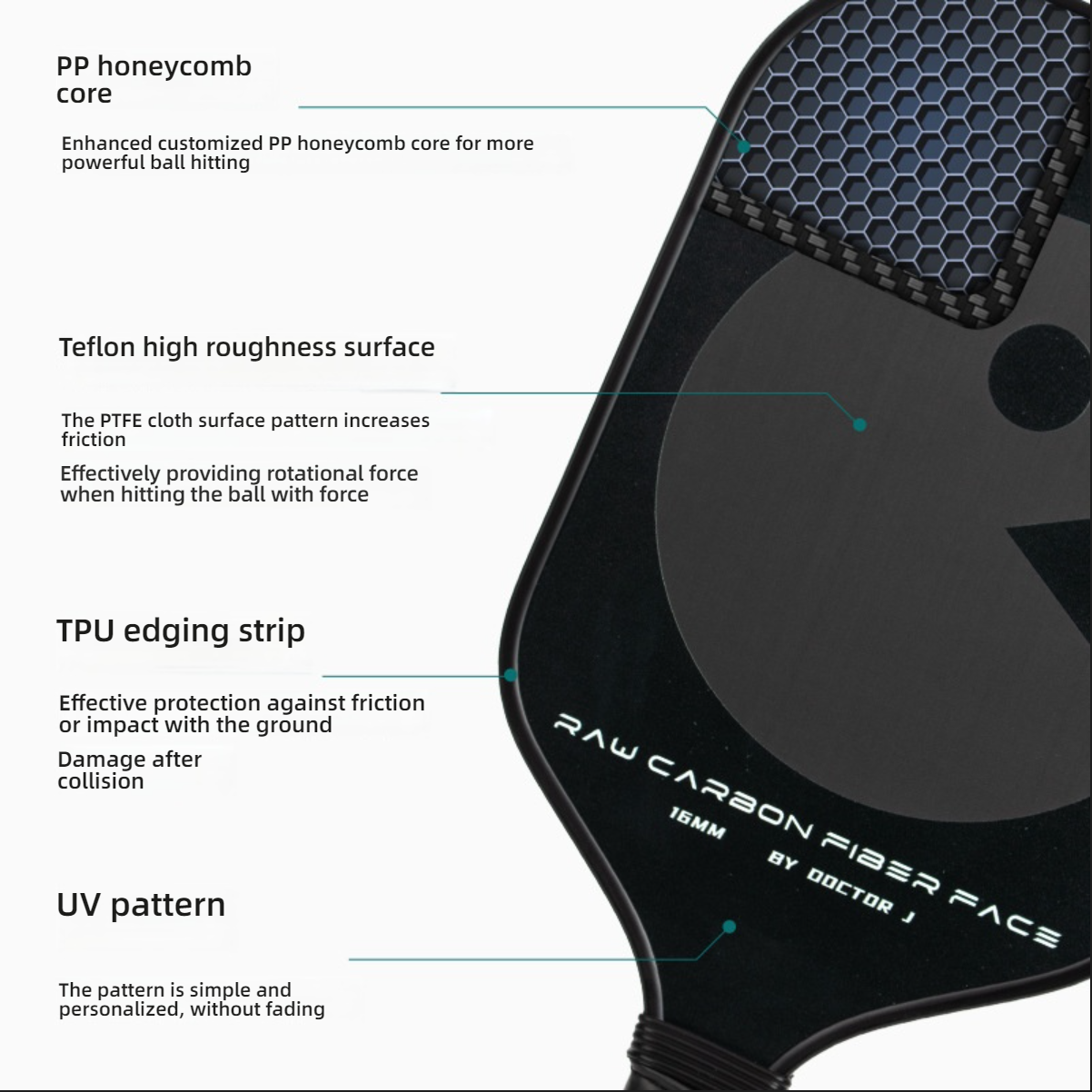 Xephira technical view: PP honeycomb & Teflon surface. What material is best for pickleball paddles? High roughness PTFE is what are good pickleball paddles made of.