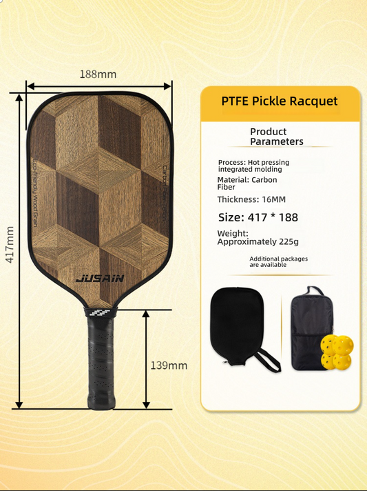 Technical specifications of the Xephira carbon fiber paddle (417188mm, 225g). Discover what is a good pickleball paddle with 16mm thickness for ultimate control.