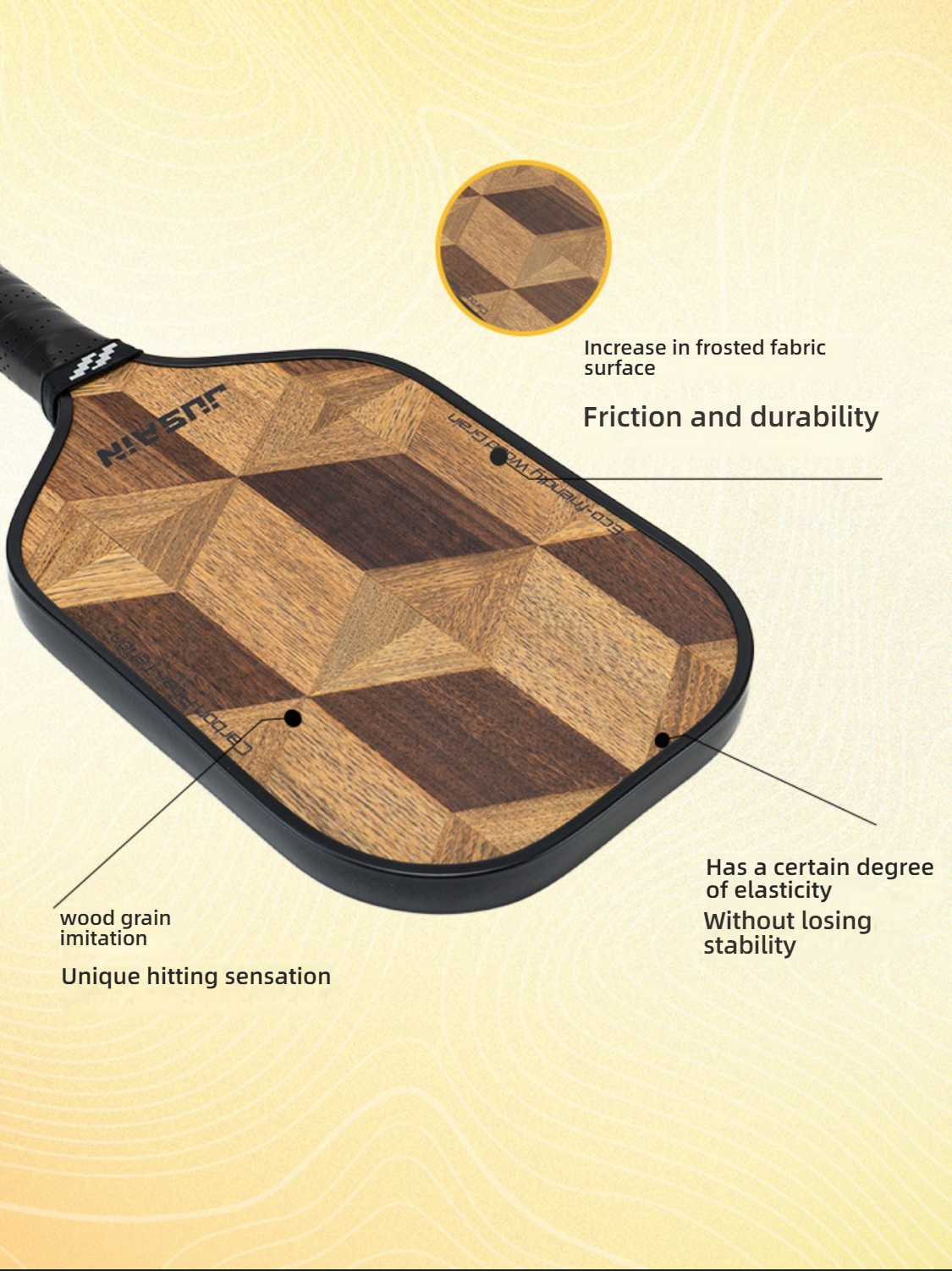 Frosted wood grain surface for spin and durability. What are good pickleball paddles for pros? This unique texture provides a superior hitting sensation.