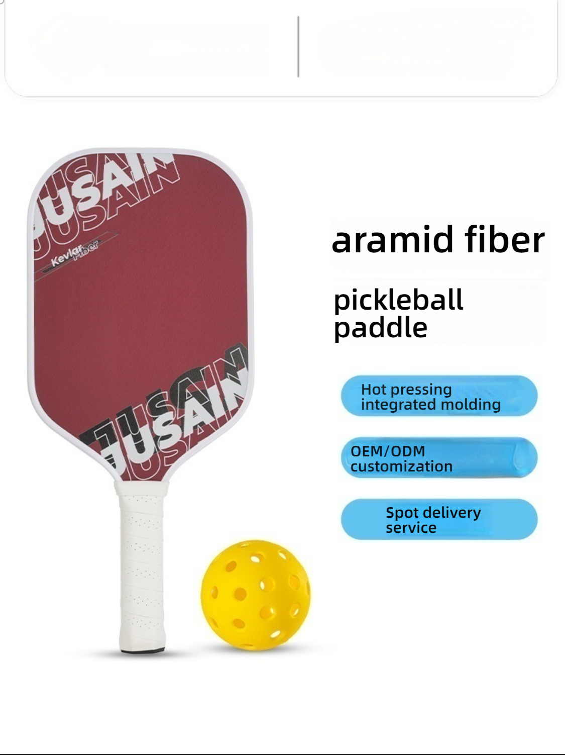 Aramid fiber paddle with ball; info on where to buy pickleball paddles wholesale.