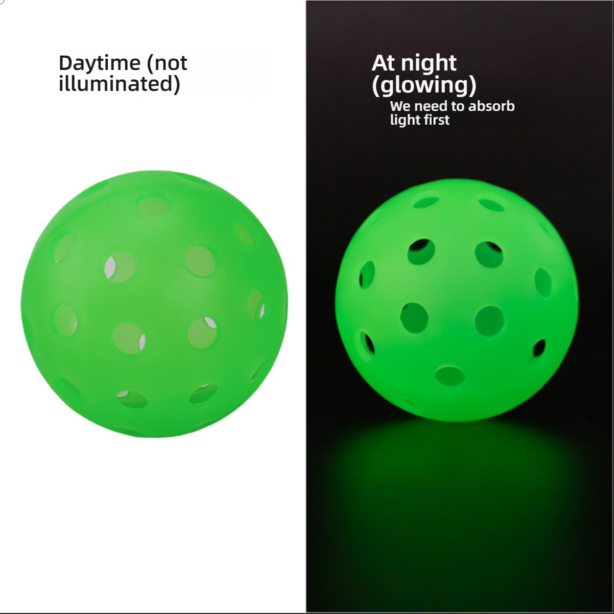 TPE Luminous Night Ball (40-hole) showing glow effect. Which pickleball paddle to buy for night games.