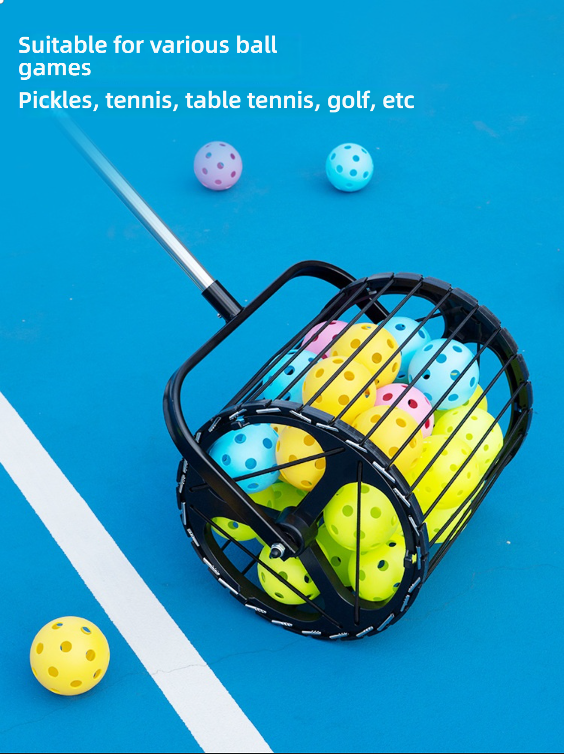 Retriever on a blue court, suitable for various ball games (Pickles, tennis, table tennis). Which pickleball paddle to buy.