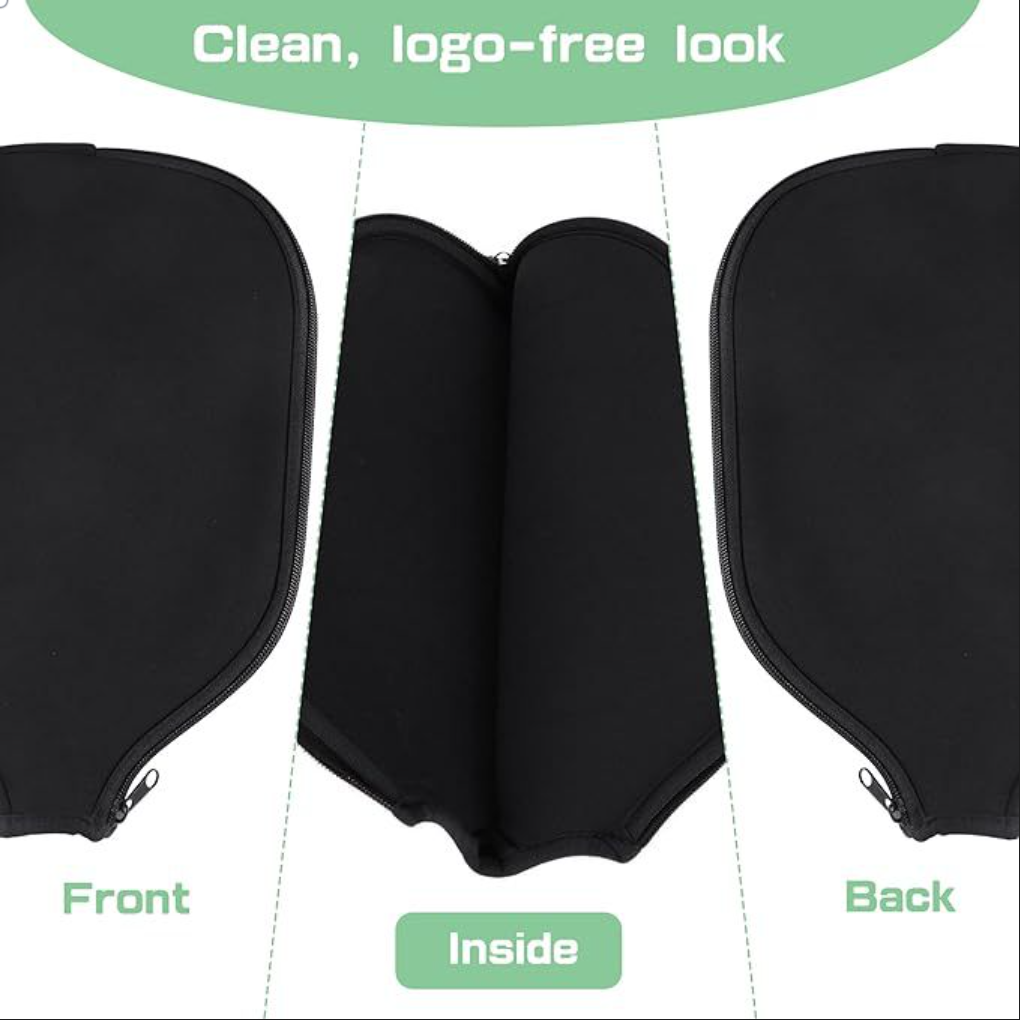 Open view of the neoprene sleeve showing the clean, logo-free look and thick interior. How to hold a pickleball paddle.