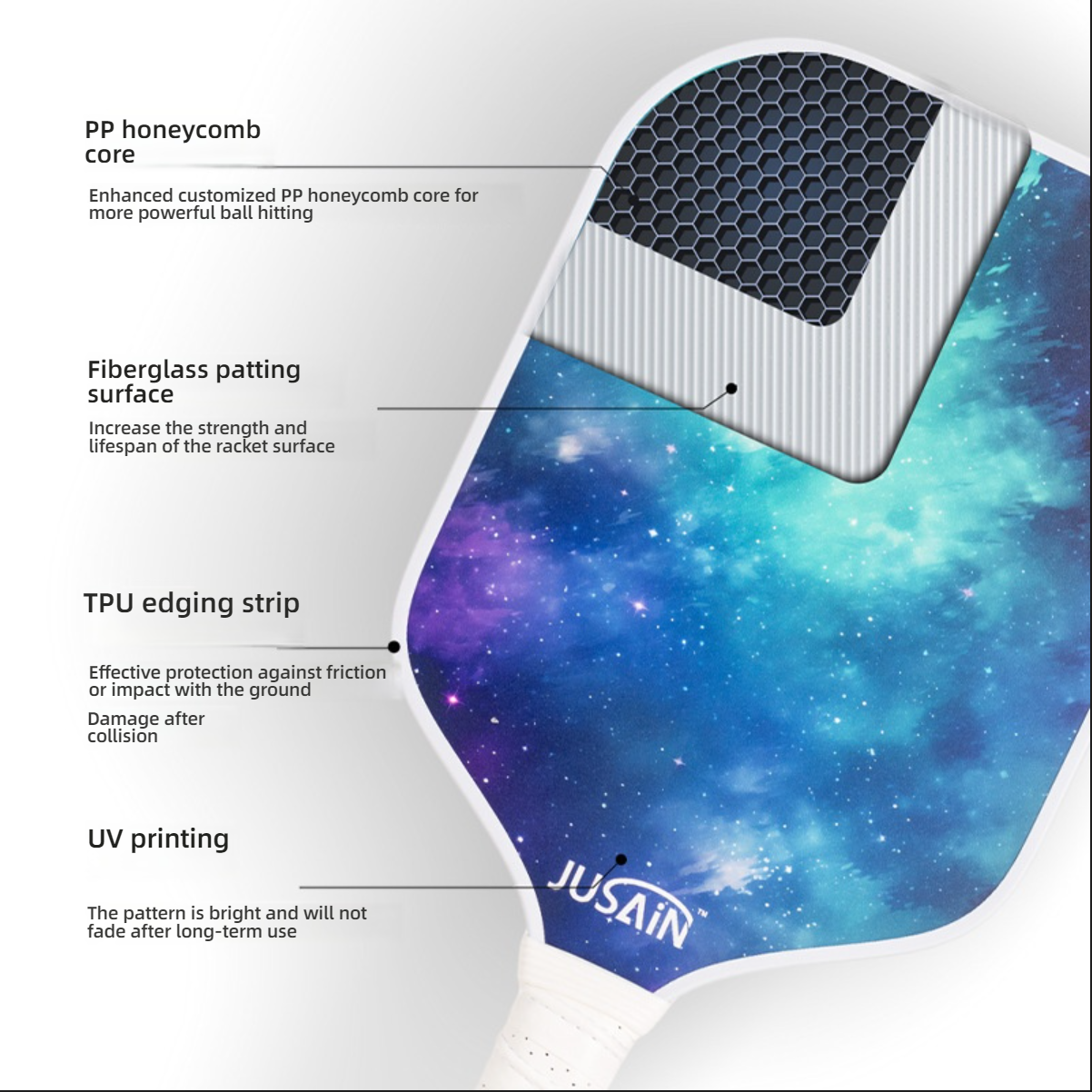 Internal structure breakdown showing PP honeycomb core and TPU edging, explaining what makes a pickleball paddle good and durable.